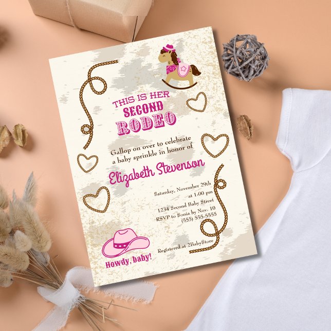 Cowgirl Second Rodeo Howdy Baby Shower Sprinkle Invitation (Creator Uploaded)