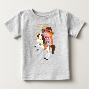 Cowgirl, Sheriff, Horse, Lasso, Orange Hair Baby T-Shirt