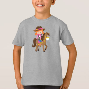 Cowgirl, Sheriff, Horse, Western, Orange Hair T-Shirt