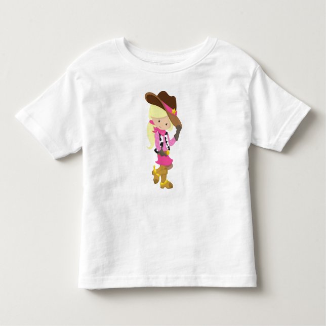 Cowgirl, Sheriff, Western, Country, Blonde Hair Toddler T-Shirt (Front)