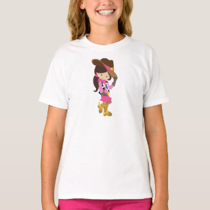 Cowgirl, Sheriff, Western, Country, Brown Hair T-Shirt