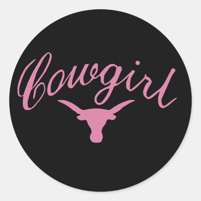 Cowgirl steer classic round sticker (Front)