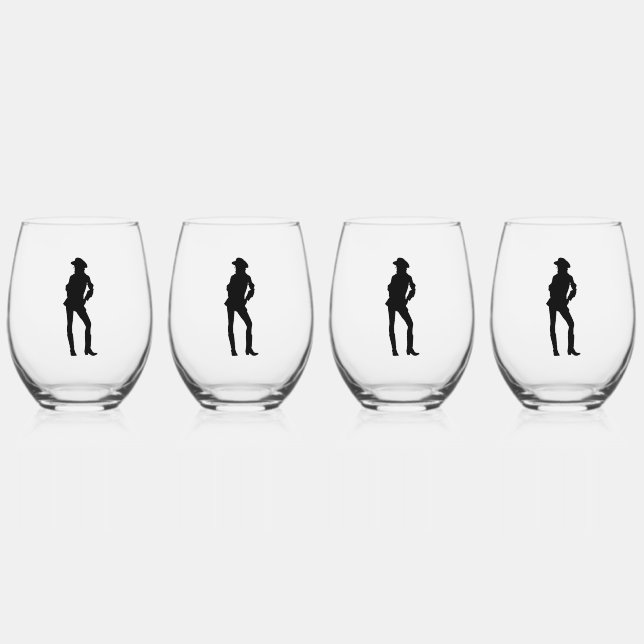 Cowgirl Stemless Wine Glass (Front)
