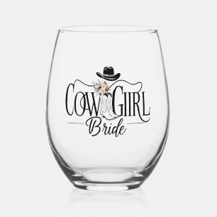 Cowgirl stemless wine glass