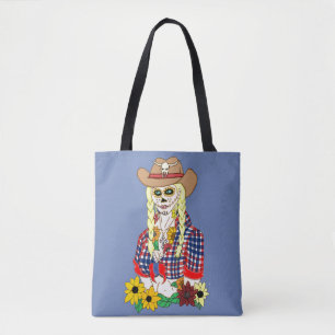Cowgirl Sugar Skull Tote Bag