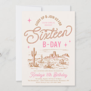 Cowgirl Sweet 16 Birthday Invitation