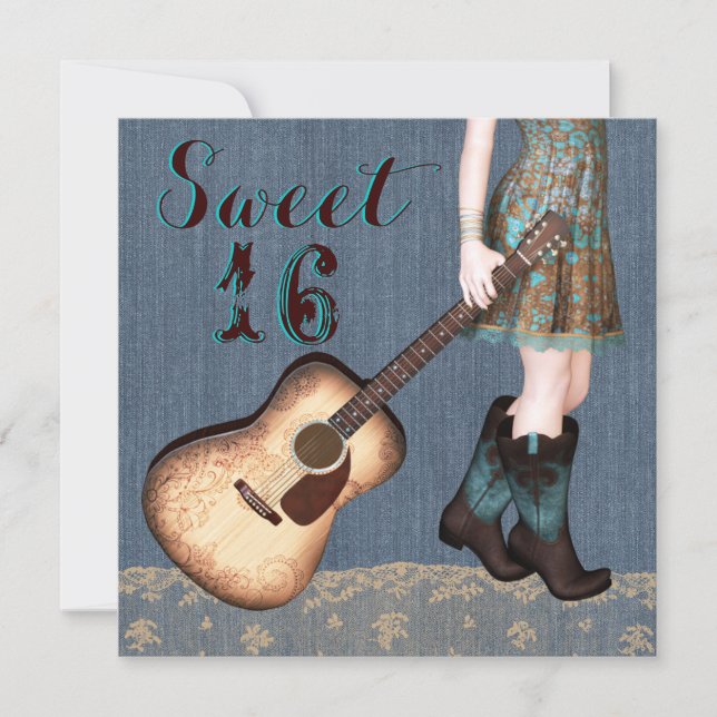 Cowgirl Sweet Sixteen Party Invitation (Front)