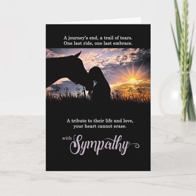Cowgirl Tender Moment Horse Pet Sympathy Card (Front)