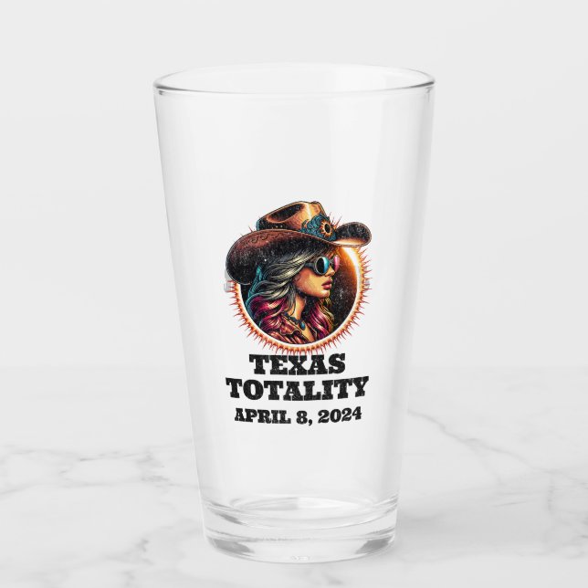 Cowgirl Total Solar Eclipse 4.08.2024 Texas  Glass (Front)