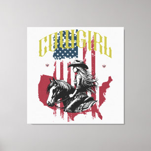 COWGIRL USA CANVAS PRINT