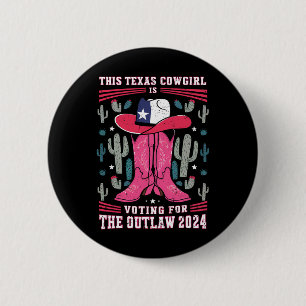 Cowgirl Voting For Outlaw Funny Pro Trump 2024 Wom 6 Cm Round Badge