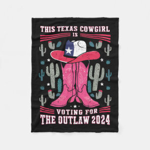 Cowgirl Voting For Outlaw Funny Pro Trump 2024 Wom Fleece Blanket