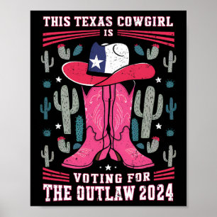 Cowgirl Voting For Outlaw Funny Pro Trump 2024 Wom Poster