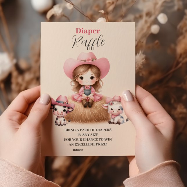 Cowgirl Western Baby Girl Diapper Raffle Enclosure Card (Creator Uploaded)