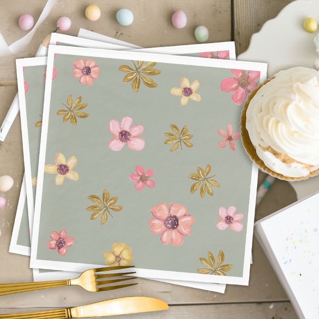 Cowgirl Western Baby Shower Boho Flowers Boots Napkin (Creator Uploaded)