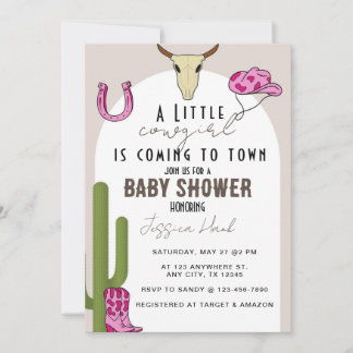 Cowgirl Western Baby Shower Invitation