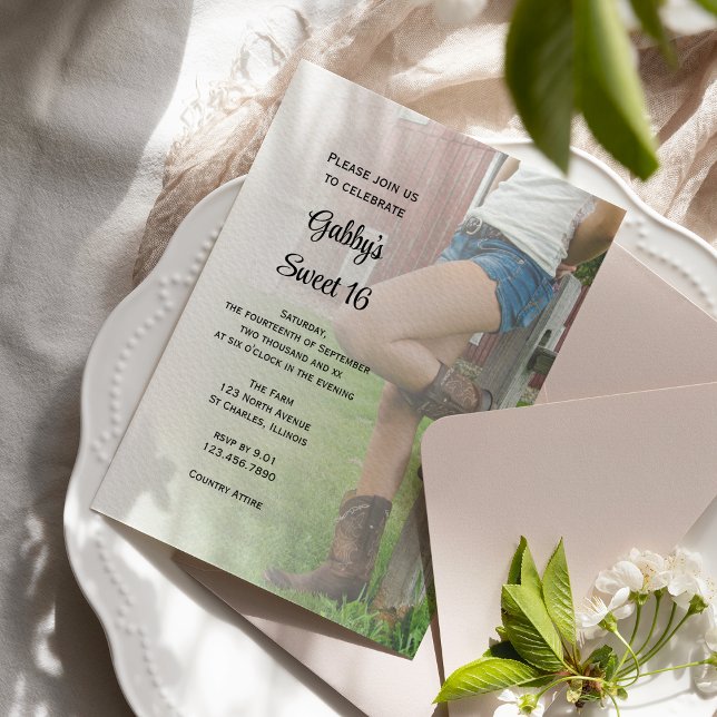 Cowgirl Western Barn Party Sweet 16 Birthday Party Invitation (Creator Uploaded)