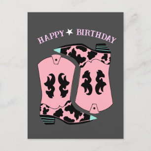 Cowgirl Western Boots Ranch Cowboy Birthday Postcard