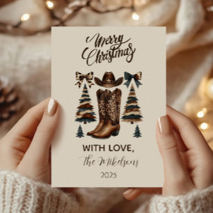 Cowgirl Western Bow Christmas Holiday Card