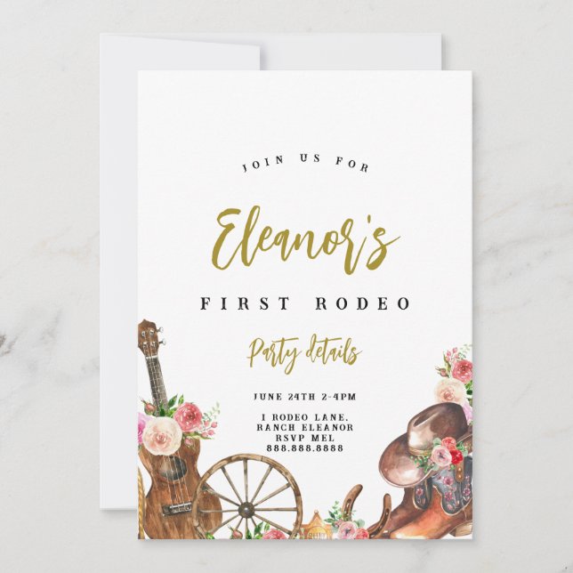 Cowgirl Western Country Birthday Invitation  (Front)