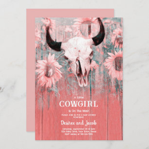 Cowgirl Western Country Floral Rodeo Baby Shower Invitation