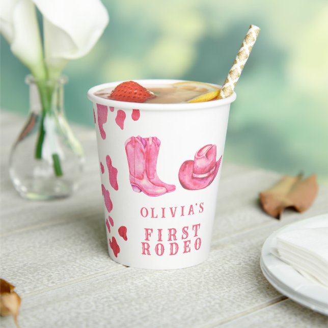 Cowgirl Western First Rodeo Birthday Party  Paper Cups (Insitu)