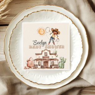 Cowgirl Western Girl Ranch Cactus Baby Shower Napkin