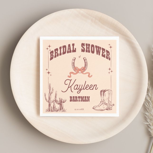 Cowgirl western retro bridal shower customised napkin (Cowgirl western retro bridal shower monogrammed customized napkins personalized tableware)
