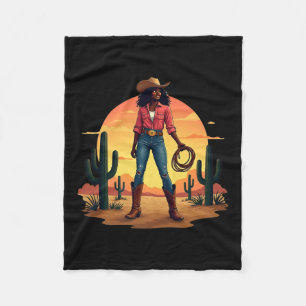 Cowgirl Western Rodeo Melanin History Texas Junete Fleece Blanket