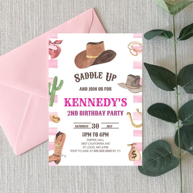 Cowgirl Western Rodeo Wild West Birthday Party Invitation (Creator Uploaded)