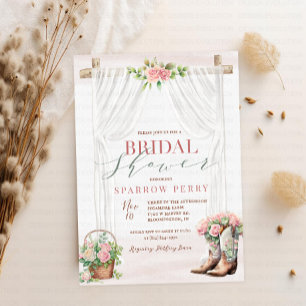 Cowgirl Western Rustic Floral Bridal Shower  Invitation