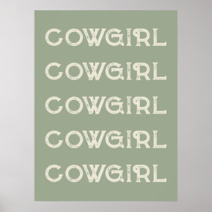  Cowgirl Western Typography Retro Ranch Cabin Poster