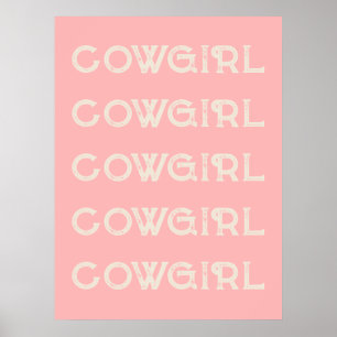 Cowgirl Western Typography Retro Ranch Cabin Poster