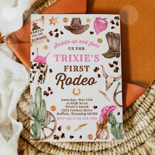 Cowgirl Wild West 1st Rodeo Ranch Birthday Party Invitation