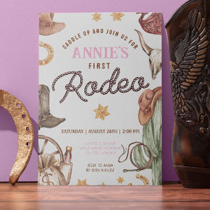 Cowgirl Wild West 1st Rodeo Ranch Birthday Party Invitation
