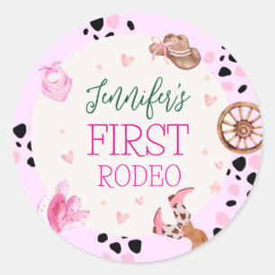 Cowgirl Wild West Rodeo Birthday Party  Classic Round Sticker