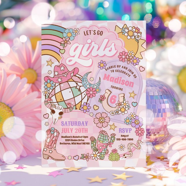 Cowgirl Wild West Rodeo Disco Birthday Party  Invitation (Creator Uploaded)