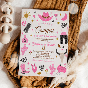 Cowgirl Wild West Rodeo Ranch Baby Shower Invitation