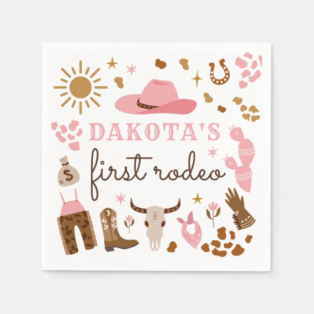 Cowgirl Wild West Rodeo Ranch Birthday Party Decor Napkin (Front)