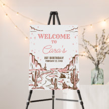 Cowgirl Wildwest Rodeo Birthday Party Welcome Sign