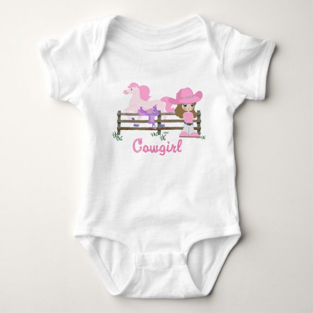 Cowgirl With Horse Baby Bodysuit (Front)