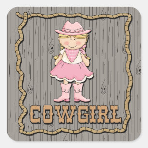 Cowgirl With Pink Boots Square Sticker