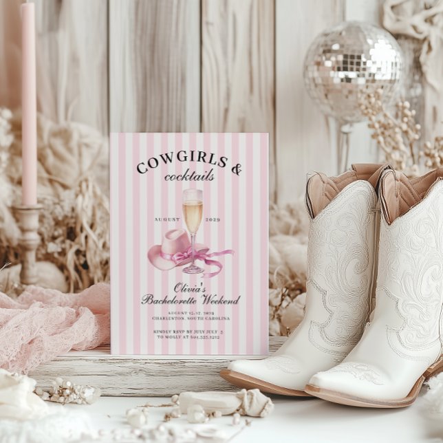 Cowgirls and Cocktails Bachelorette Weekend  Invitation (Cowgirls and Cocktails Trendy Bachelorette Weekend Invitation )