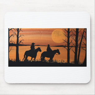 Cowgirls and horses mouse pad