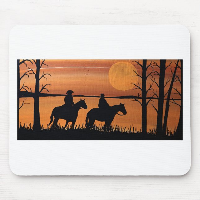 Cowgirls and horses mouse pad (Front)