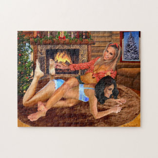 COWGIRLS LOG CABIN PLAY WRESTLING JIGSAW PUZZLE