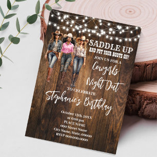 Cowgirls Night Out Western Country Birthday Invitation