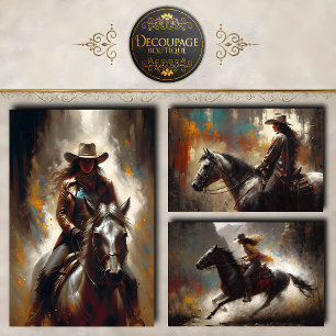 Cowgirls of the West Collection Decoupage Wrapping Paper Sheet