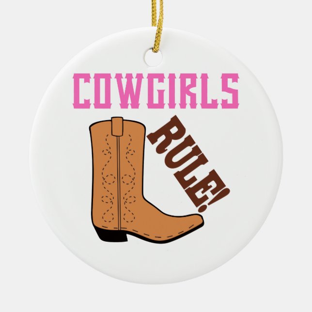 Cowgirls Rule Ceramic Tree Decoration (Front)