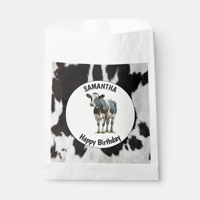 Cowhide Black and White Favour Bags (Front)